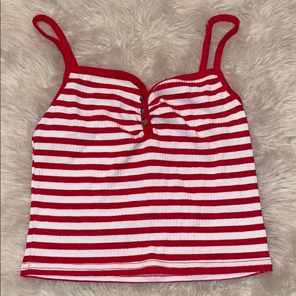 Topshop NWOT red and white striped tank top size 4